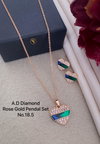 AD Diamond Designer Rose Gold Pendant Set 9 Wholesale Price In Surat
